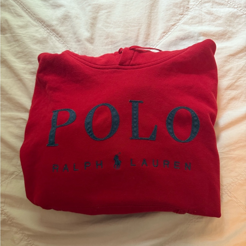 Ralph Lauren Red Crewneck with Blue Logo